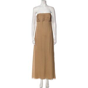 Melinda Eng Draped Scarf / Shawl Tan Polka Dot Dress